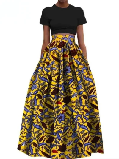 African Clothing for Women Ankle Length Dashiki Print Maxi Dresses Wdr40