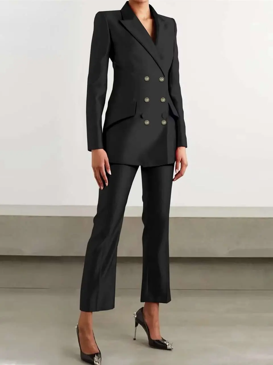 African Clothing for Women Full Sleeve Double Breasted Slim Fit Jacket and Trousers Set Wst2