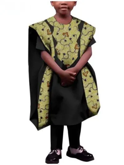 African Clothes for Boys Agbada Outfits Asoebi Robes Top and Pants Sets Acok30