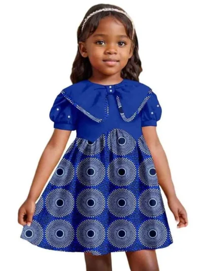 African Clothes for Girls Embroidered Flares Print Dresses Acok37