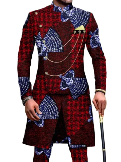 African Clothing For Men Dashiki Printed Jackets and Pants 2 Piece Set Acmt57-1