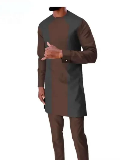 African Clothing For Men Tracksuit Long Sleeve Shirts and Ankara Pants Acmt27