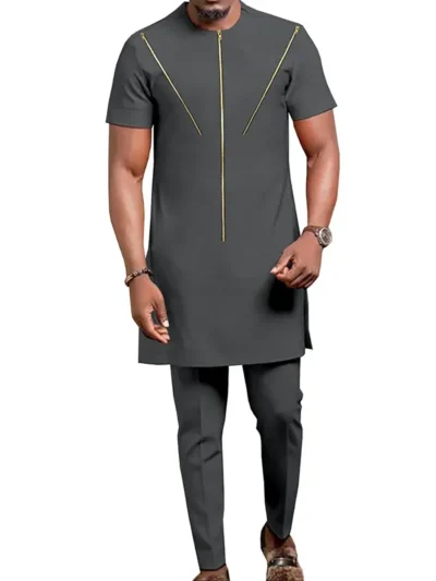 African Clothing For Men Dashiki Tops and Pants 2 Piece Set Plus Size Acmt38