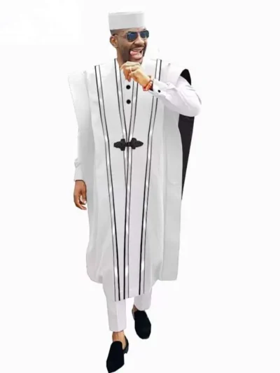 African Clothing For Men Agbada Robe Shirts Ankara Pants Tribal Hat Set Acmt17