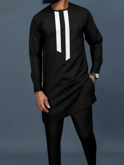 African Clothing For Men Dashiki Outfit Ankara Long Sleeve Shirt Pants Acmt49