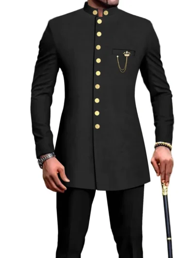 African Clothing For Men Single Breasted Slim Fit Blazer and Pants Acmt59