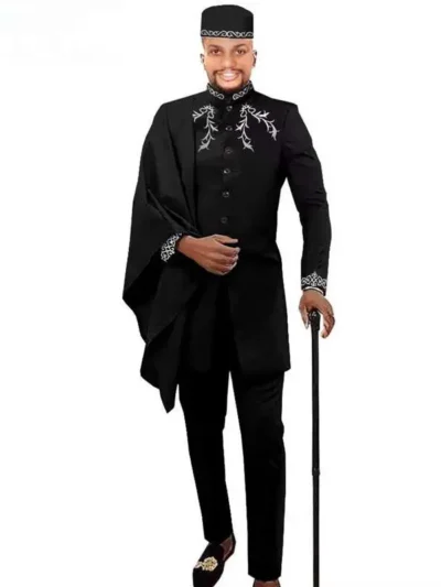 African Clothing For Men Dashiki Printed Coats Ankara Pants and Hat Sets Acmt25