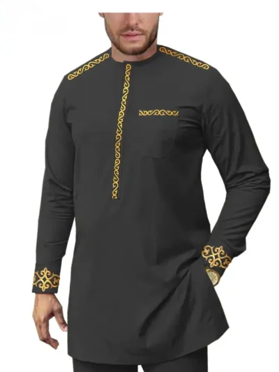 African Clothing For Men Ankara Print Tracksuit Shirts and Pants Set Acmt22