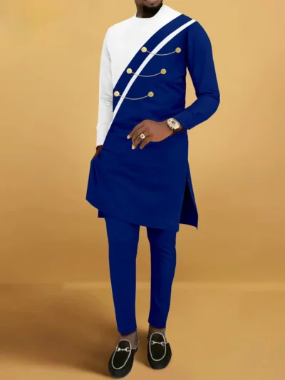 African Clothing For Men Plus Size Shirts and Trousers 2 Piece Set Acmt35