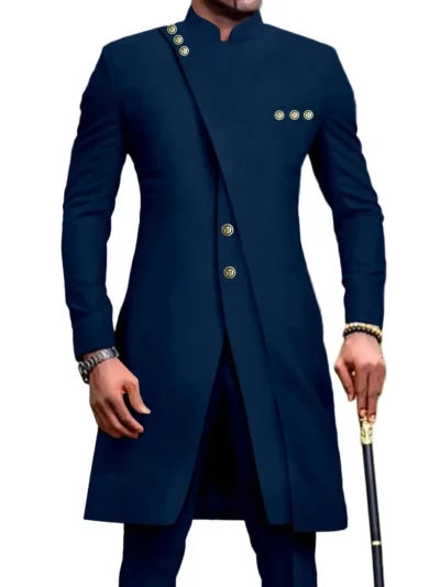 African Clothing For Men Slim Fit Single Breasted Blazer and Pants Set Acmt60