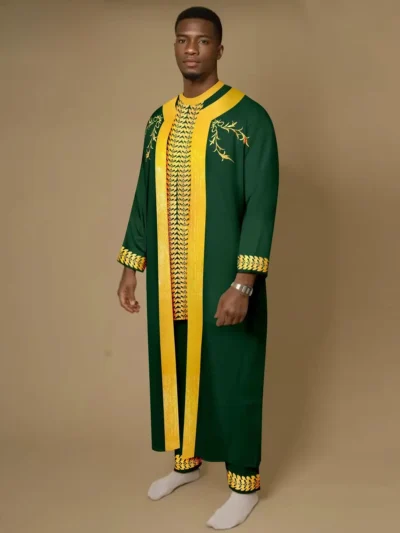 African Clothing For Men Embroidery Agbada Robes Shirts and Pants Acmt7