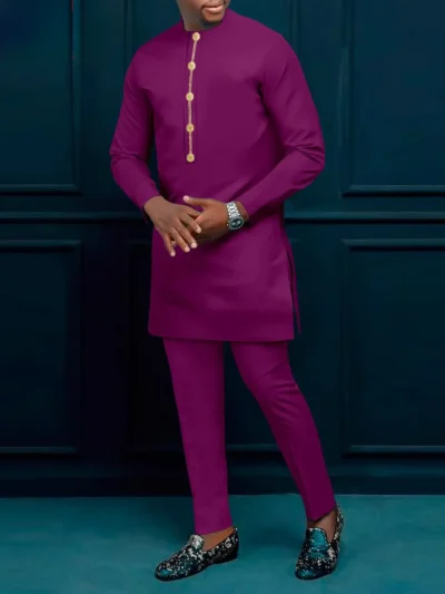 African Clothing For Men Plus Size Shirts and Trouser 2 Piece Set Acmt43