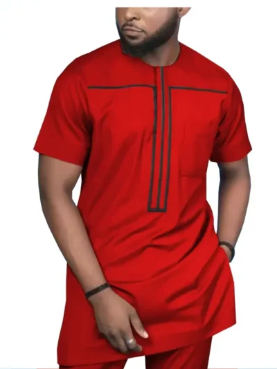 African Clothing For Men Tracksuit Shirts and Print Pants Traditional Set Acmt21